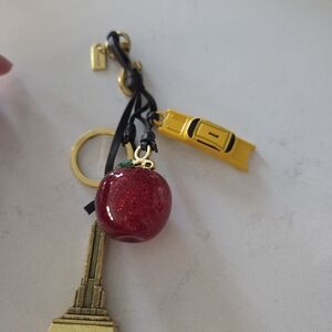 Charming Red Apple Keychain with Gold Accents